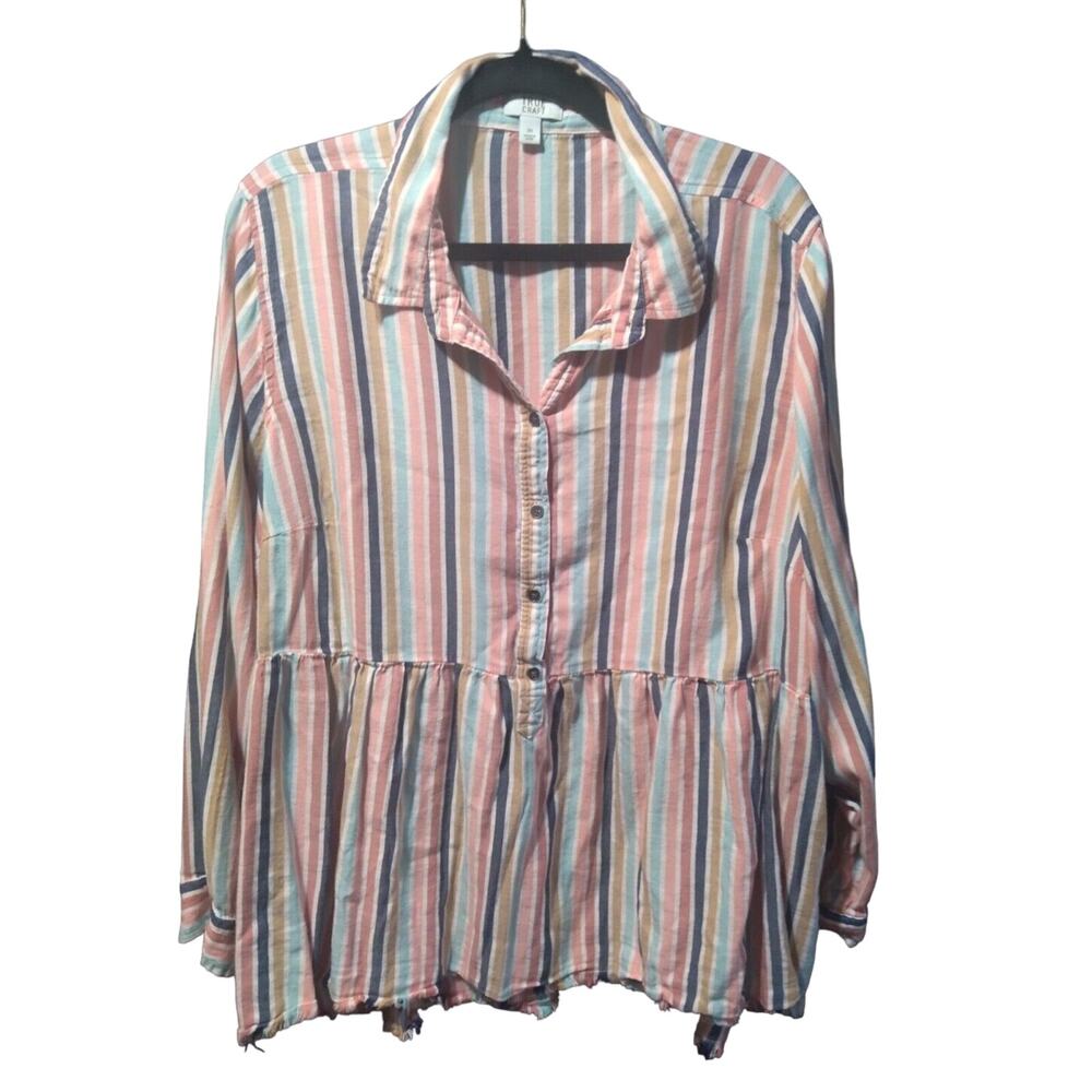 True Craft Stripe Size 3X Women Blouse